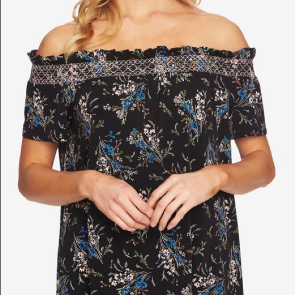 CeCe NWT off shoulder smocked knit top Sz XL - Picture 8 of 8